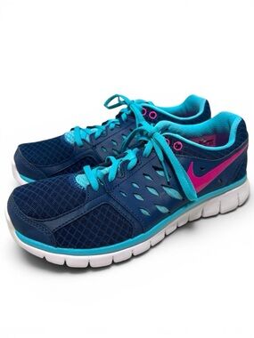 Nike Blue Pink Flex 2013 Run Fit Sole Running Shoes 580440-403 NWOT SZ 8